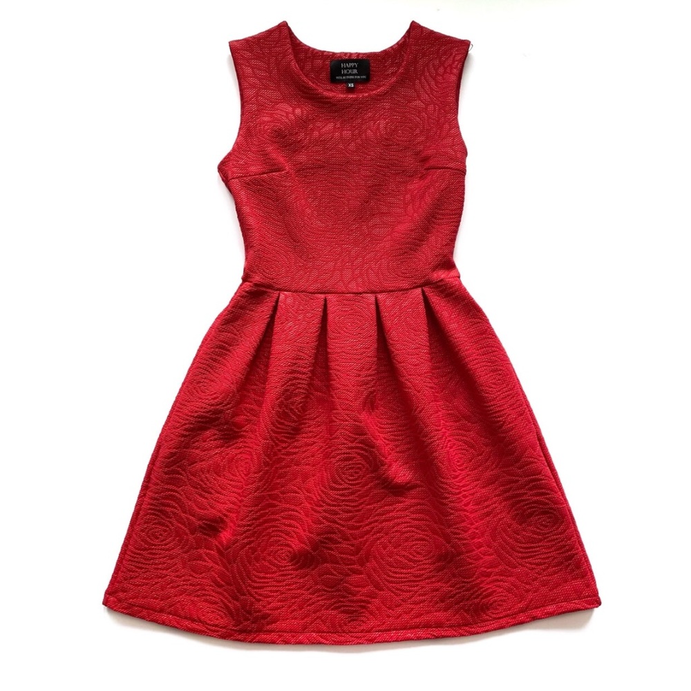 Red Pleated Cocktail Dress